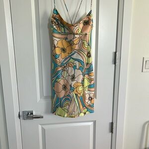 Zara blue slip dress sleeveless midi